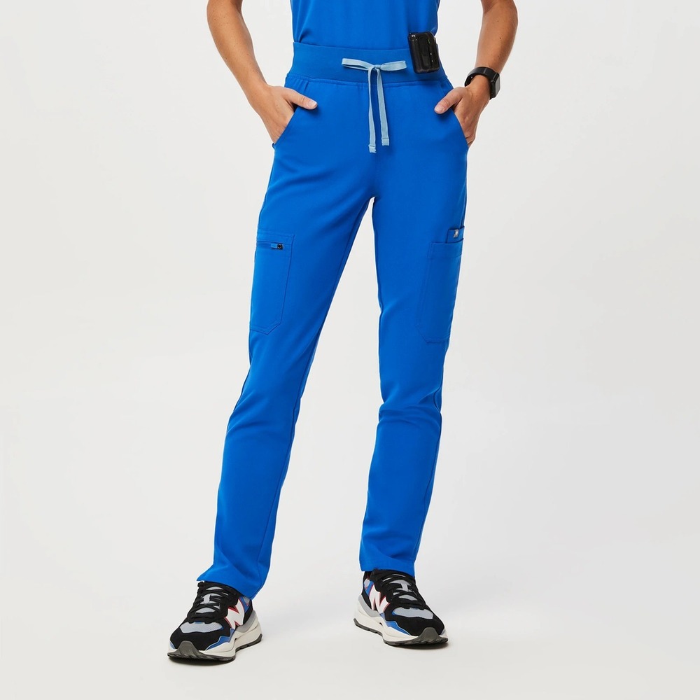 Figs High Waisted Yola Skinny Blue Stretch Anti-Wrinkle Scrub Pants Size XXS